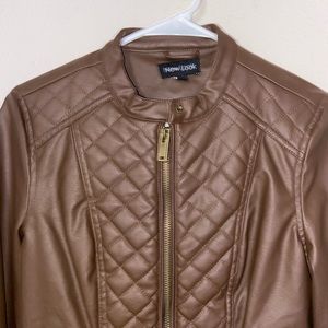 brown leather jacket